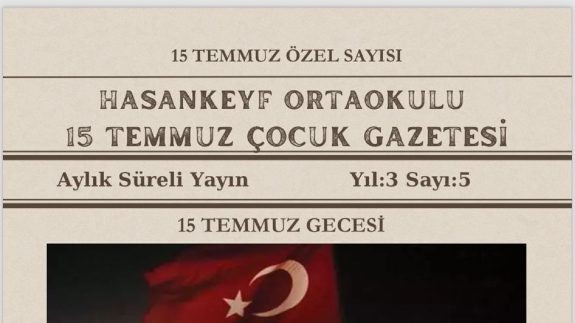 15 TEMMUZ ÇOCUK GAZETESİ ÖZEL SAYISI YAYINDA